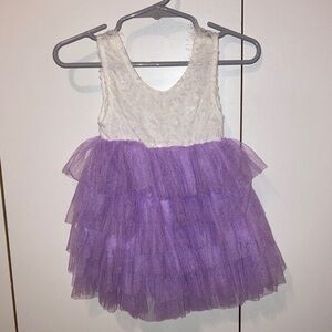 Purple and White Layered Tulle toddler Dress